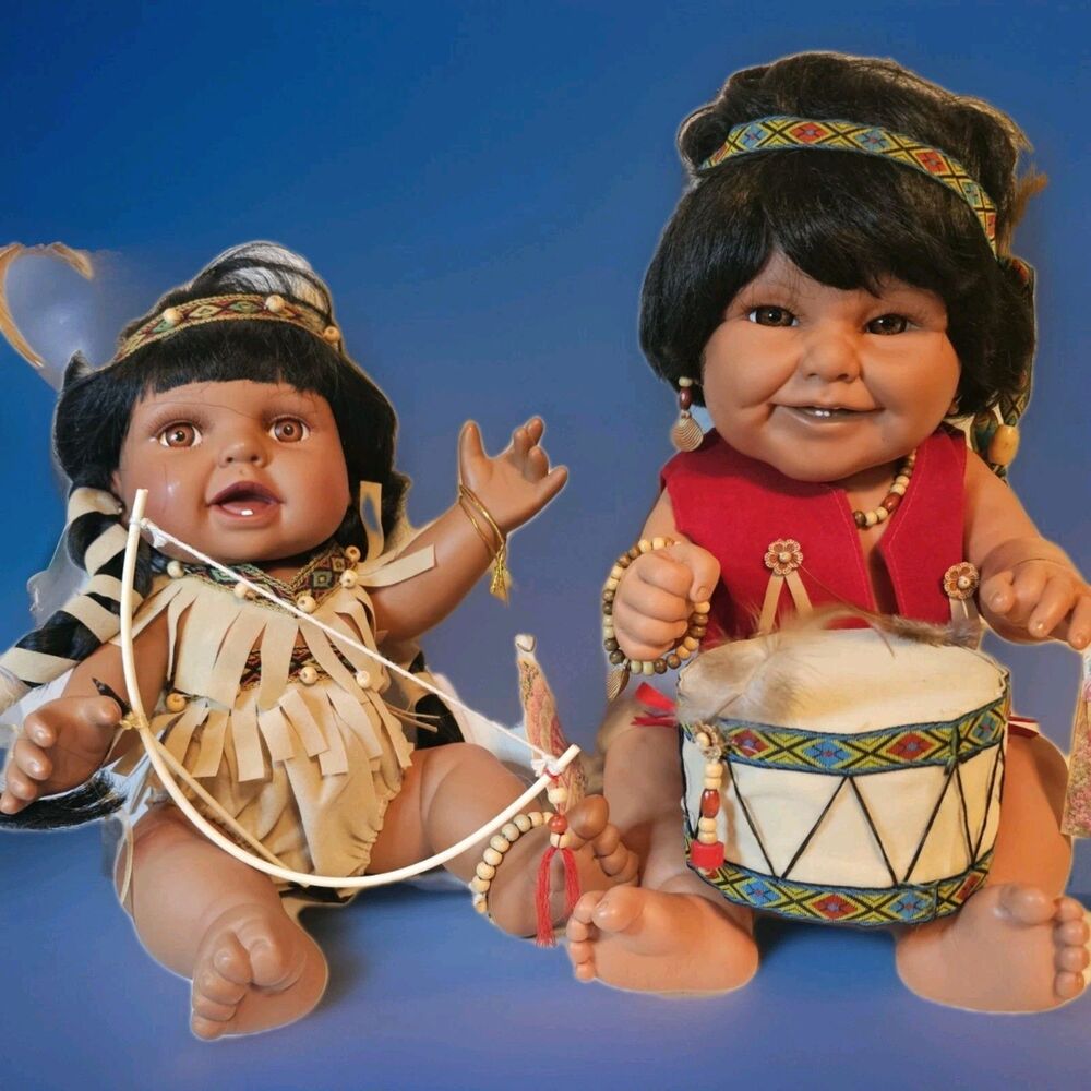 NATIVE AMERICAN DOLLS - The Danea Collection Doll  Indian BOY & GIRL HAPPY